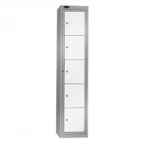 Garment Dispenser Locker | 1780 x 380 x 460mm | 5 Doors | Silver Carcass | White Doors | Cam Lock | Probe