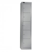 Garment Dispenser Locker | 1780 x 380 x 460mm | 5 Doors | Silver Carcass | Silver Doors | Cam Lock | Probe