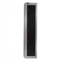 Garment Dispenser Locker | 1780 x 380 x 460mm | 5 Doors | Silver Carcass | Black Doors | Cam Lock | Probe