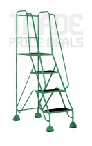 Classic Plus Steps | Platform Height 1016mm | Full Handrail | Clamped Ribbed Treads | Green | Steptek