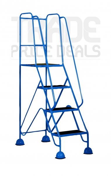 Classic Plus Steps | Platform Height 1016mm | Full Handrail | Clamped Ribbed Treads | Blue | Steptek