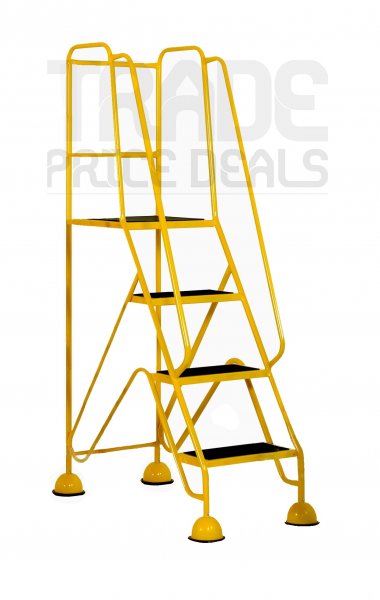 Classic Plus Steps | Platform Height 1016mm | Full Handrail | Clamped Ribbed Treads | Yellow | Steptek