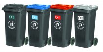 Wheeled Recycling Bin | General Waste | 120 Litres | Grey | Light Grey Lid