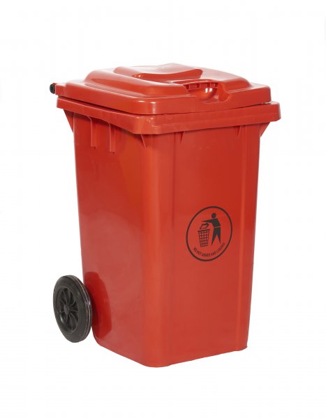 Wheeled Bin | 30% Recycled Plastic | 80 Litres | Red/Orange