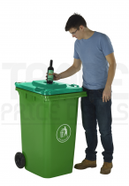 Wheeled Bin | Bottle Hole Lid | 30% Recycled Plastic | 240 Litres | Green | Dark Grey Lid