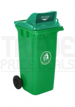 Wheeled Bin | Push Flap Lid | 30% Recycled Plastic | 240 Litres | Green | Dark Grey Lid