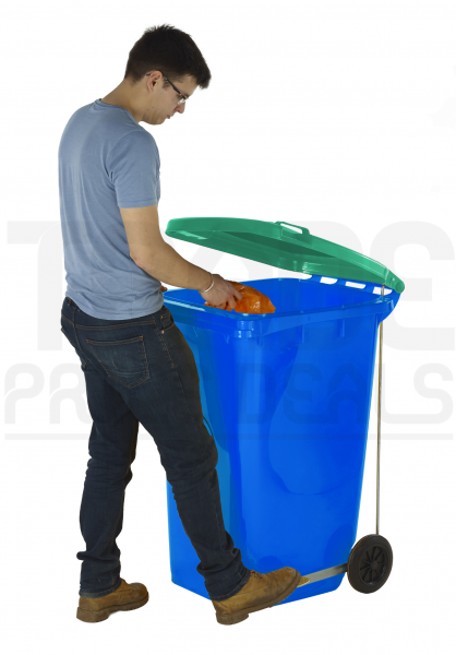 Wheeled Bin | Side Pedal | 30% Recycled Plastic | 120 Litres | Blue | Dark Grey Lid