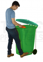 Wheeled Bin | Side Pedal | 30% Recycled Plastic | 120 Litres | Green | Dark Grey Lid