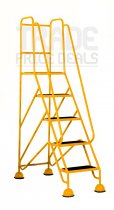 Classic Plus Steps | Platform Height 1270mm | Full Handrail | Ribbed Treads | Yellow | Steptek