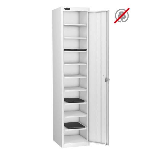 Laptop Storage Locker | Store Only | Single Door | 10 Compartments | White Carcass | White Door | Cam Lock | LAPBOX