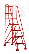 Classic Plus Steps | Platform Height 1270mm | Full Handrail | Clamped Ribbed Treads | Red | Steptek