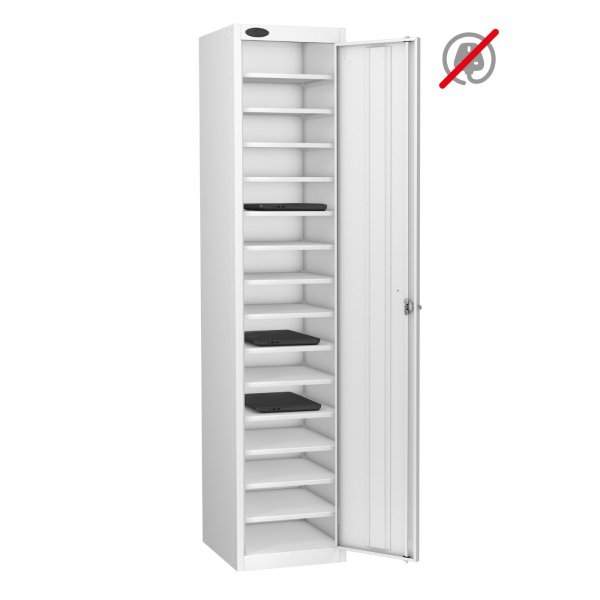 Laptop Storage Locker | Store Only | Single Door | 15 Compartments | White Carcass | White Door | Hasp & Staple Lock | LAPBOX