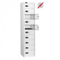 Laptop Storage Locker | Store Only | 10 Individual Compartments | White Carcass | White Door | Combination Lock | LAPBOX