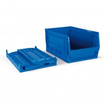 Stackable Folding Shelf Bins | Pack of 8 | 275h x 303w x 500d mm | 30 Litre | Blue