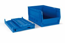 Stackable Folding Shelf Bins | Pack of 6 | 325h x 400w x 600d mm | 55 Litre | Blue