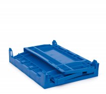 Stackable Folding Shelf Bins | Pack of 6 | 325h x 400w x 600d mm | 55 Litre | Blue