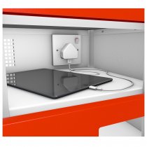 Tablet Storage Locker | Store & Charge | 15 Individual Compartments | White Carcass | Red Door | Std UK Plug | Cam Lock | TABbox