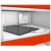 Tablet Storage Locker | Store & Charge | Single Door | 10 Compartments | White Carcass | Red Door | Std UK Plug & USB | Hasp & Staple Lock | TABbox