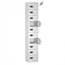 Tablet Storage Locker | Store Only | 10 Individual Compartments | White Carcass | White Door | Hasp & Staple Lock | TABbox