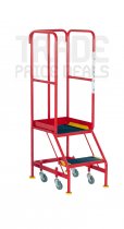 Narrow Aisle BS Steps | Platform Height 0.5m | Ribbed Treads | Red | Steptek