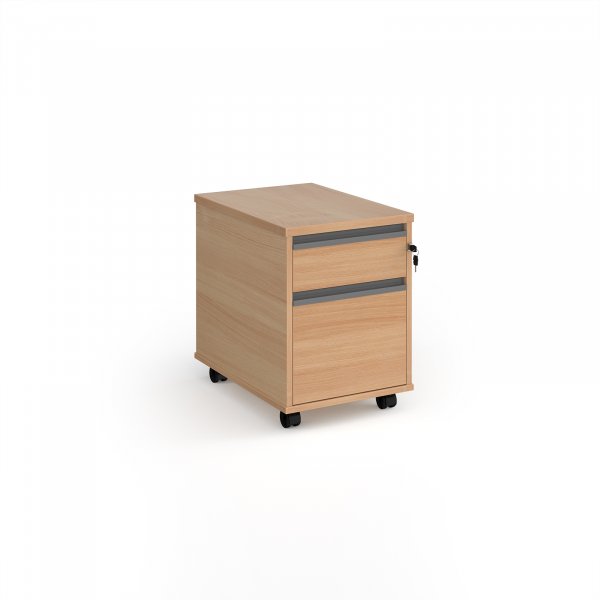 Mobile Pedestal | 2 Drawers | Beech | Graphite Handles | Contract