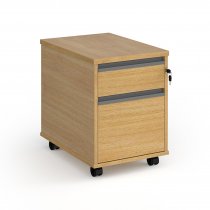 Mobile Pedestal | 2 Drawers | Oak | Graphite Handles | Contract