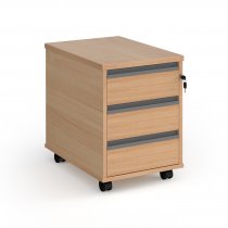 Mobile Pedestal | 3 Drawers | Beech | Graphite Handles | Contract