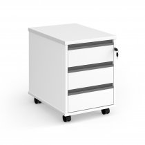 Mobile Pedestal | 3 Drawers | White | Graphite Handles | Contract