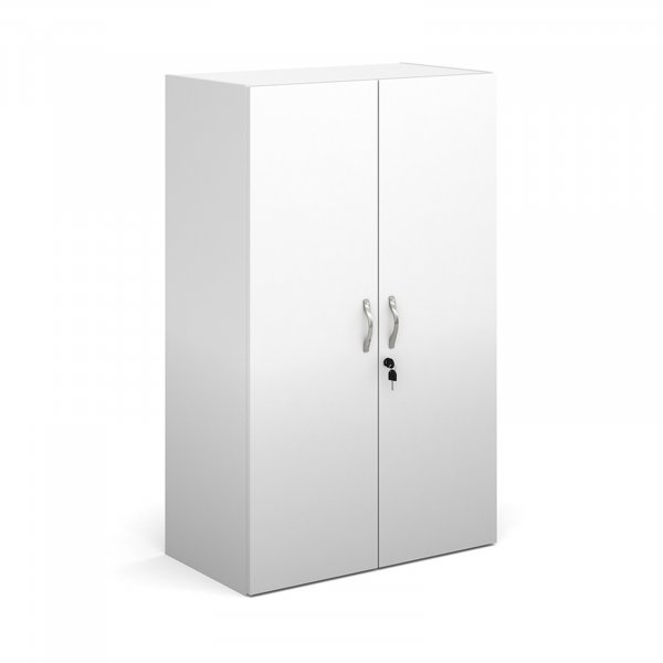 Double Door Cupboard | 1230mm High | 3 Shelves | White | Contract