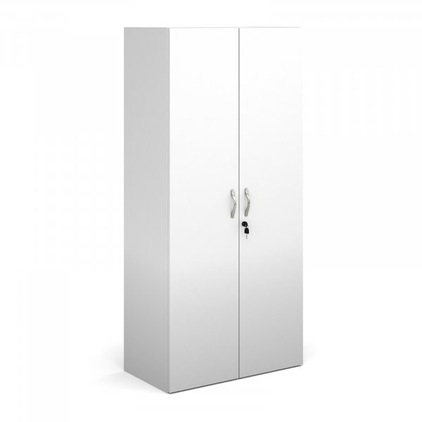 Double Door Cupboard | 1630mm High | 4 Shelves | White | Contract