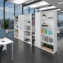Double Door Cupboard | 2030mm High | 5 Shelves | White | Contract