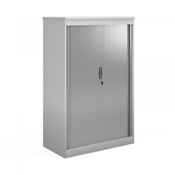 Tambour Door Cupboard | 1600mm High | White | Systems