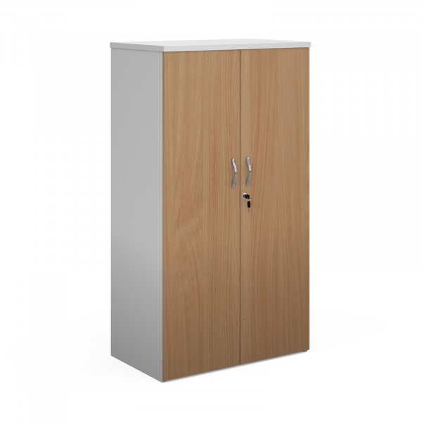 Double Door Cupboard | 1440mm High | White Carcass | Beech Doors | Duo
