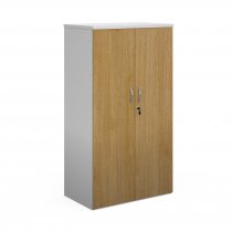 Double Door Cupboard | 1440mm High | White Carcass | Oak Doors | Duo