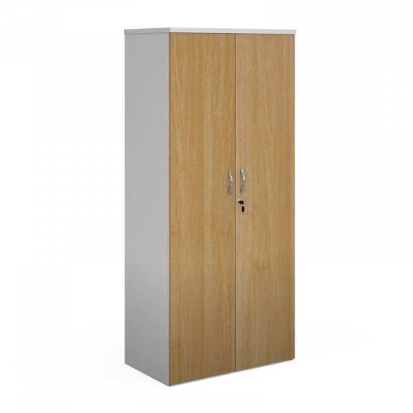 Double Door Cupboard | 1790mm High | White Carcass | Oak Doors | Duo