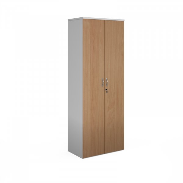 Double Door Cupboard | 2140mm High | White Carcass | Beech Doors | Duo