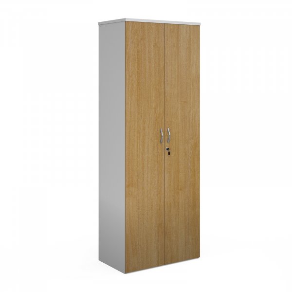 Double Door Cupboard | 2140mm High | White Carcass | Oak Doors | Duo