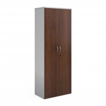 Double Door Cupboard | 2140mm High | White Carcass | Walnut Doors | Duo