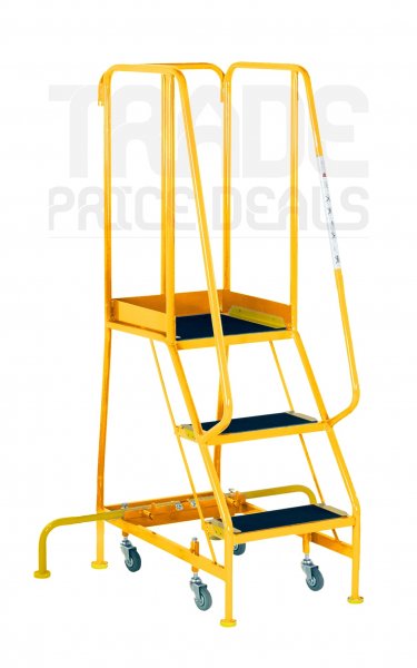Narrow Aisle BS Steps | Platform Height 0.75m | Anti-Slip Treads | Yellow | Steptek