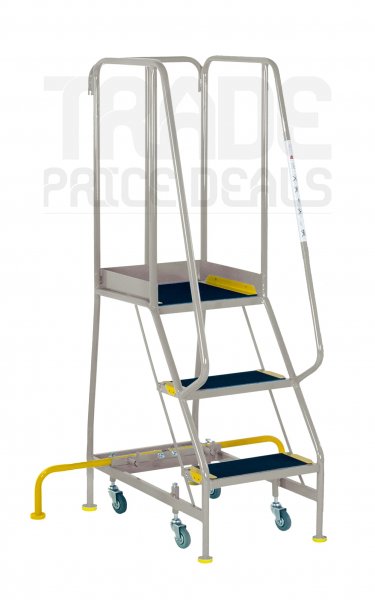 Narrow Aisle BS Steps | Platform Height 0.75m | Anti-Slip Treads | Grey | Steptek