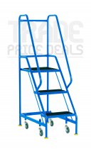 Narrow Aisle Safety Steps | Platform Height 0.75m | Ribbed Treads | Blue | Steptek