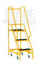 Narrow Aisle Safety Steps | Platform Height 0.75m | Ribbed Treads | Yellow | Steptek