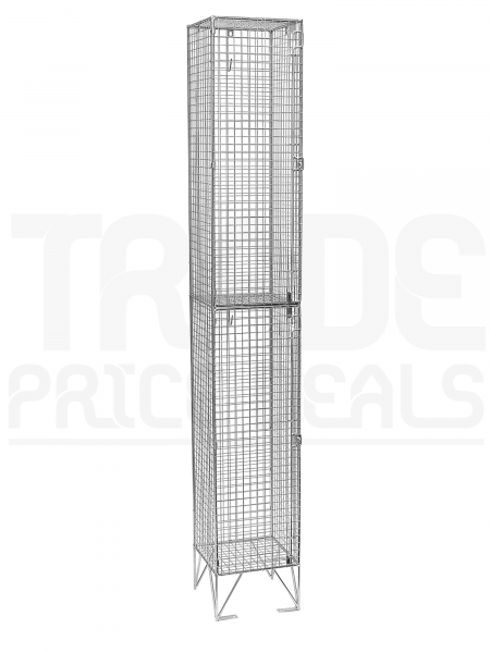 Wire Mesh Locker | 2 Doors | 1980 x 450 x 450mm | Flat Top