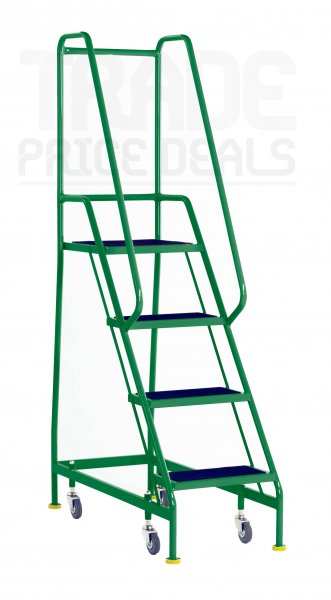 Narrow Aisle Safety Steps | Platform Height 1m | Ribbed Treads | Green | Steptek
