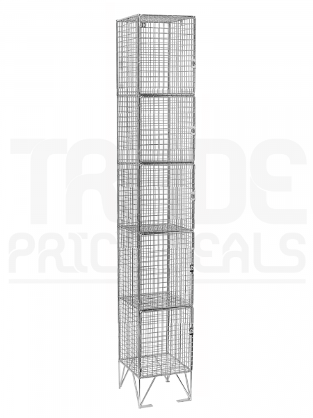 Wire Mesh Locker | 5 Doors | 1980 x 600 x 600mm | Flat Top