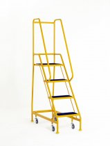 Narrow Aisle Safety Steps | Platform Height 1m | Ribbed Treads | Yellow | Steptek