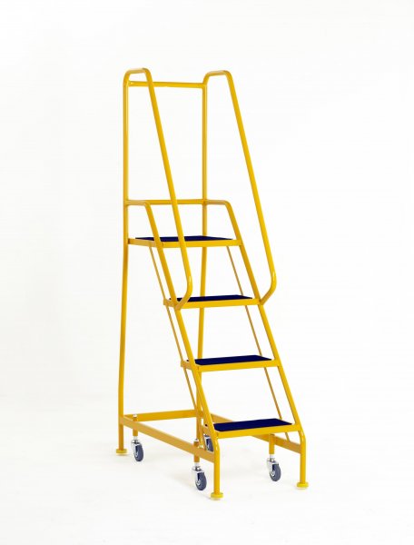 Narrow Aisle Safety Steps | Platform Height 1m | Anti-Slip Treads | Yellow | Steptek