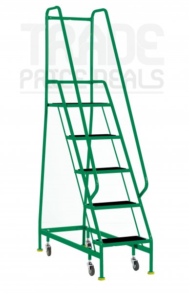 Narrow Aisle Safety Steps | Platform Height 1.25m | Ribbed Treads | Green | Steptek