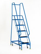 Narrow Aisle Safety Steps | Platform Height 1.25m | Ribbed Treads | Blue | Steptek