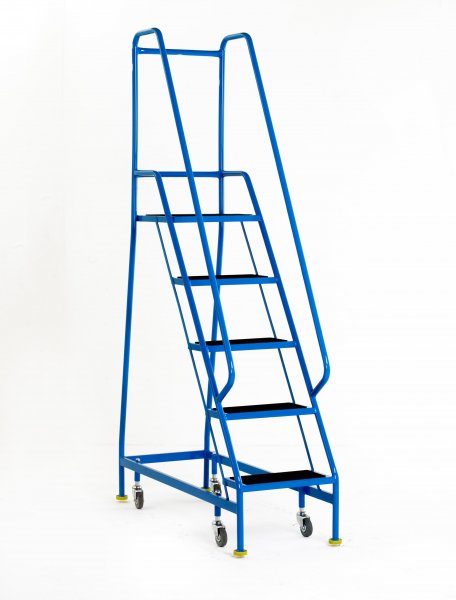 Narrow Aisle Safety Steps | Platform Height 1.25m | Anti-Slip Treads | Blue | Steptek